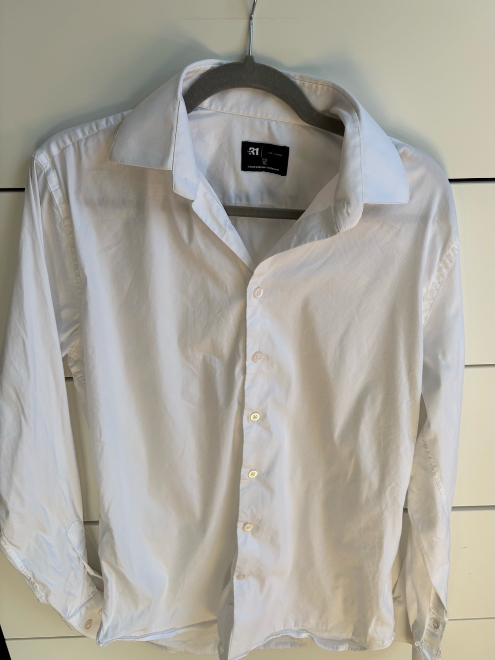 Men's Simons Big and Tall Le31 white dress shirt, long fit - Picture 3 of 5